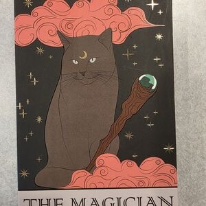 Mystical Brown Cat Art Print with Coral Accents